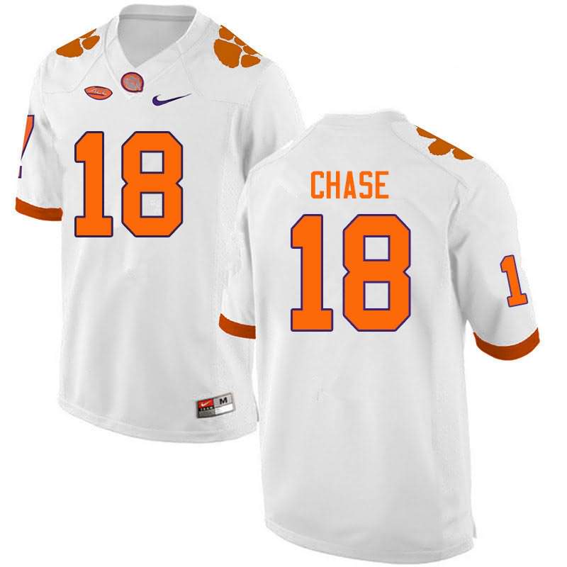 Men's Clemson Tigers T.J. Chase #18 Colloge White NCAA Game Football Jersey Classic QNS53N8L