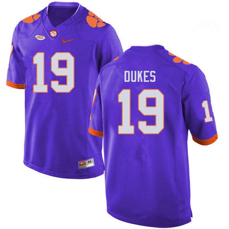Men's Clemson Tigers Michel Dukes #19 Colloge Purple NCAA Game Football Jersey Trade NUK45N4R