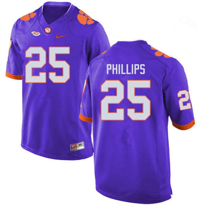 Men's Clemson Tigers Jalyn Phillips #25 Colloge Purple NCAA Elite Football Jersey Stability RMG42N5U