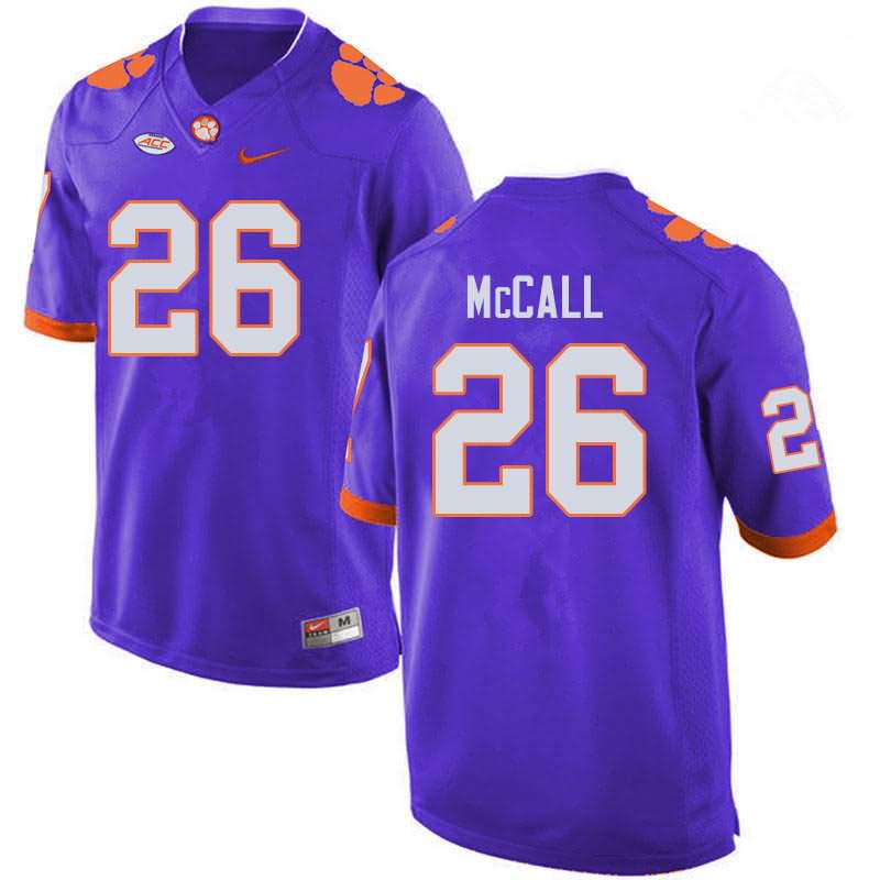 Men's Clemson Tigers Jack McCall #26 Colloge Purple NCAA Game Football Jersey Official WLC25N0I