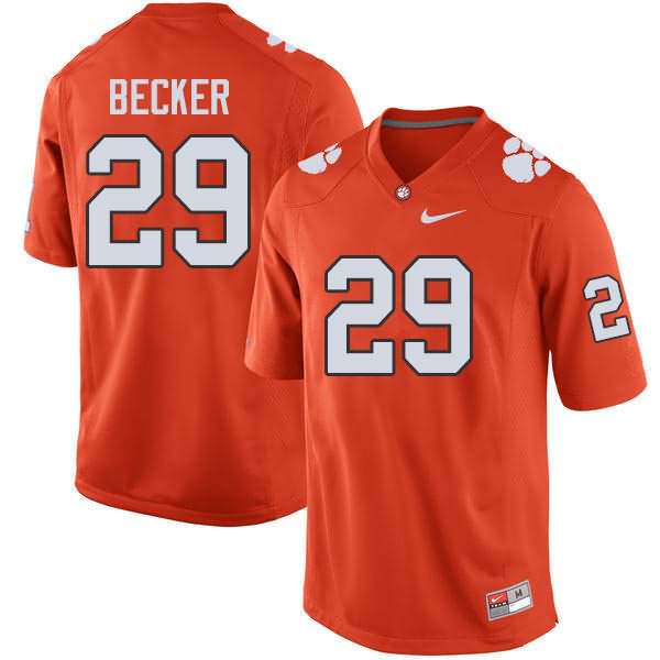 Men's Clemson Tigers Michael Becker #29 Colloge Orange NCAA Game Football Jersey Customer BPU36N2R