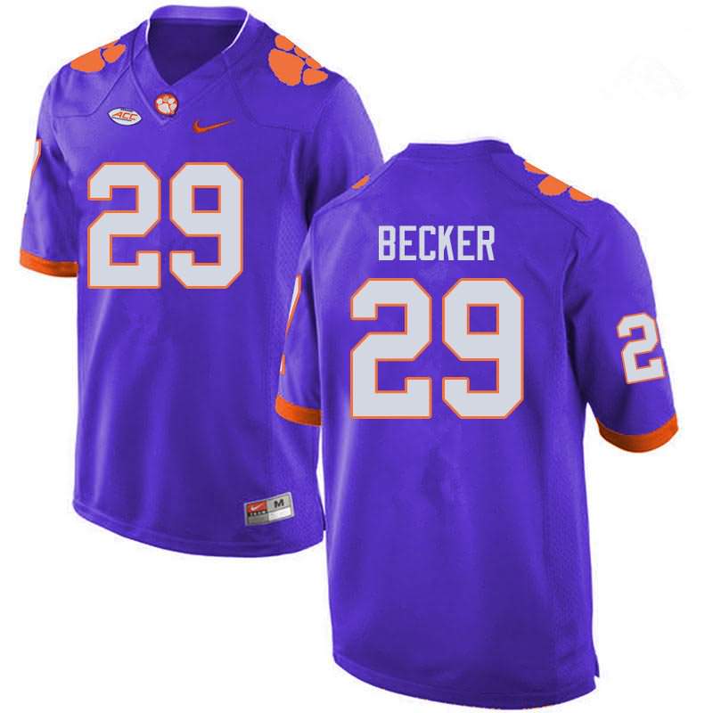 Men's Clemson Tigers Michael Becker #29 Colloge Purple NCAA Elite Football Jersey Athletic HOY82N7M