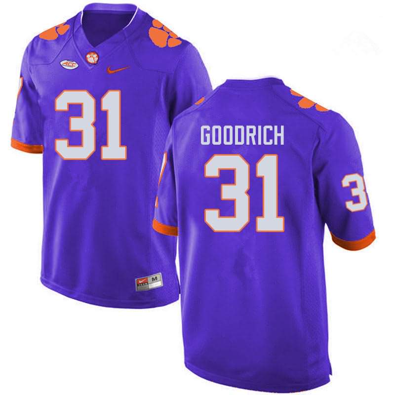 Men's Clemson Tigers Mario Goodrich #31 Colloge Purple NCAA Game Football Jersey January EKZ68N7N