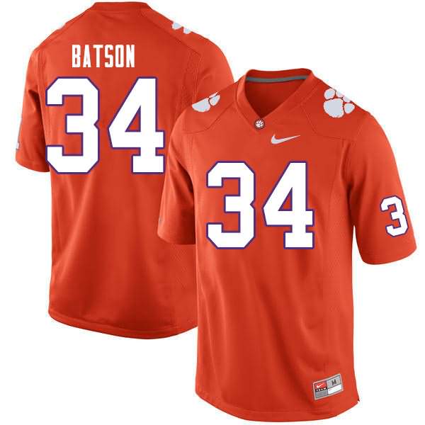 Men's Clemson Tigers Ben Batson #34 Colloge Orange NCAA Game Football Jersey Customer LLL23N4K