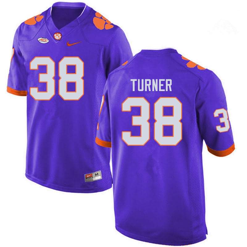Men's Clemson Tigers Elijah Turner #38 Colloge Purple NCAA Game Football Jersey Top Quality GHC22N6M