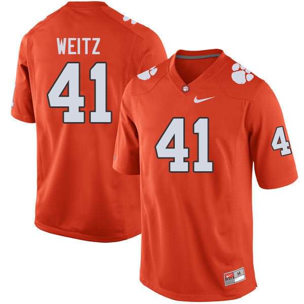 Men's Clemson Tigers Jonathan Weitz #41 Colloge Orange NCAA Game Football Jersey Original IGC62N4J