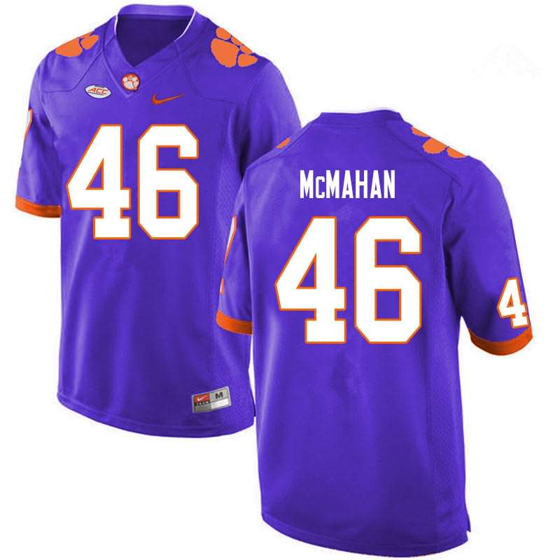 Men's Clemson Tigers Matt McMahan #46 Colloge Purple NCAA Game Football Jersey Increasing QJD77N7D
