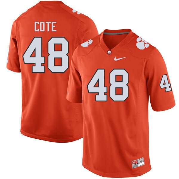 Men's Clemson Tigers David Cote #48 Colloge Orange NCAA Elite Football Jersey Anti-slip YZV74N1L