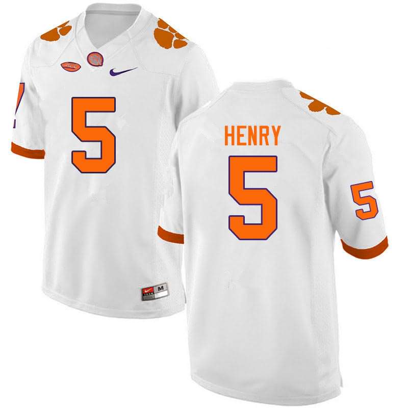 Men's Clemson Tigers K.J. Henry #5 Colloge White NCAA Elite Football Jersey Fashion QQP10N3C