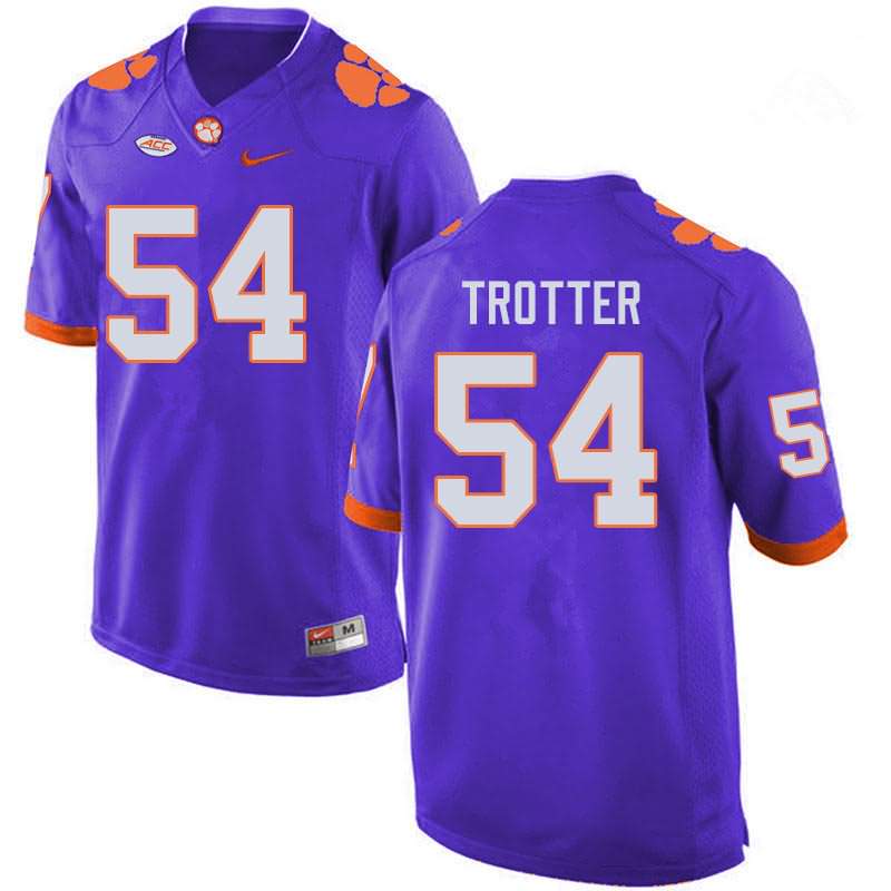 Men's Clemson Tigers Mason Trotter #54 Colloge Purple NCAA Game Football Jersey Jogging LED22N6V