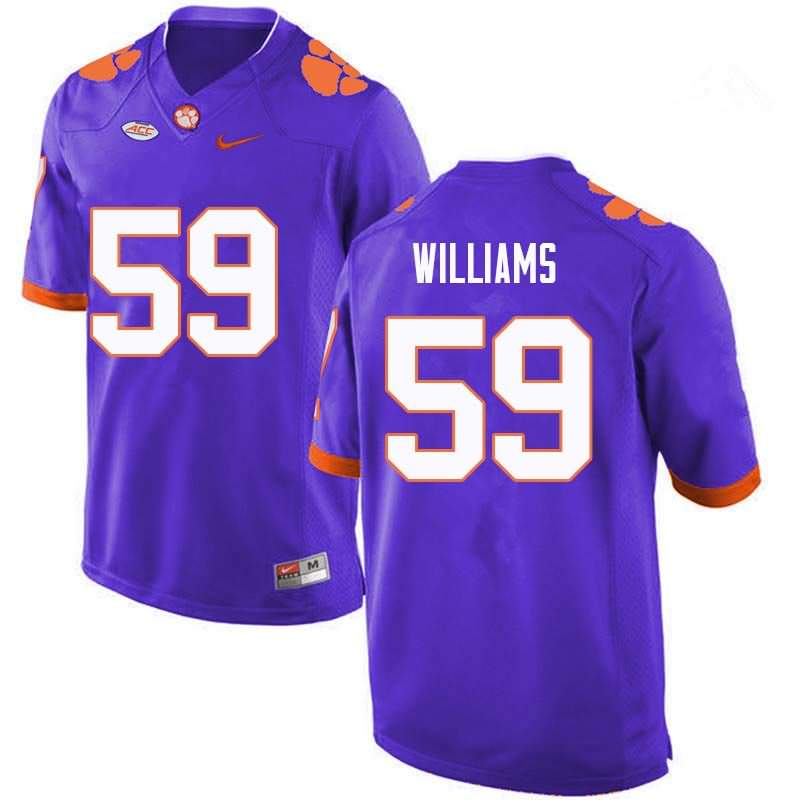 Men's Clemson Tigers Jordan Williams #59 Colloge Purple NCAA Game Football Jersey Super Deals OAD53N3C
