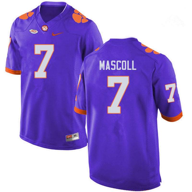 Men's Clemson Tigers Justin Mascoll #7 Colloge Purple NCAA Game Football Jersey Best FUH38N1K