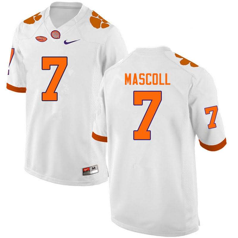 Men's Clemson Tigers Justin Mascoll #7 Colloge White NCAA Game Football Jersey Freeshipping BRX77N6T