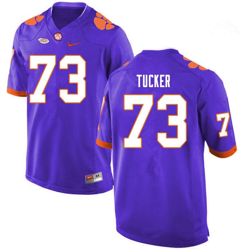 Men's Clemson Tigers Bryn Tucker #73 Colloge Purple NCAA Game Football Jersey September BYY37N6T