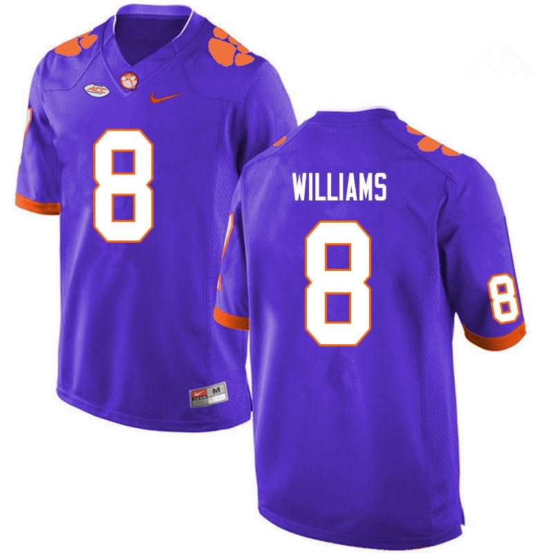 Men's Clemson Tigers Tre Williams #8 Colloge Purple NCAA Game Football Jersey Designated BLT43N6B