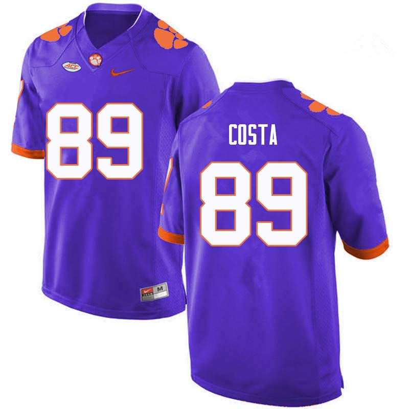 Men's Clemson Tigers Drew Costa #89 Colloge Purple NCAA Elite Football Jersey October VKO16N6F