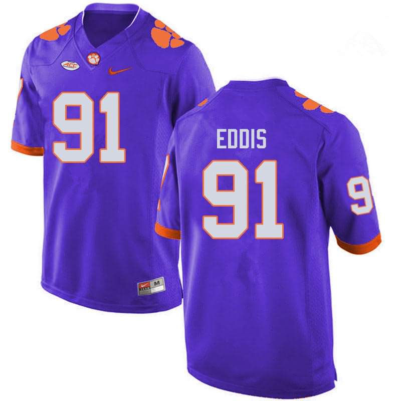 Men's Clemson Tigers Nick Eddis #91 Colloge Purple NCAA Elite Football Jersey September PWM61N1A