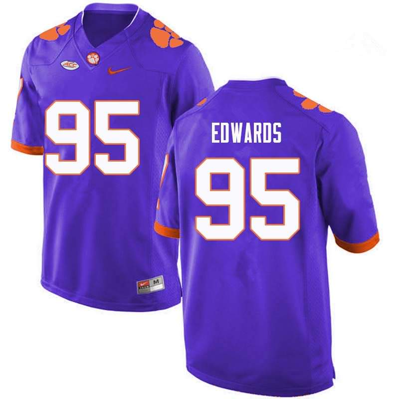 Men's Clemson Tigers James Edwards #95 Colloge Purple NCAA Game Football Jersey On Sale LHW38N2P