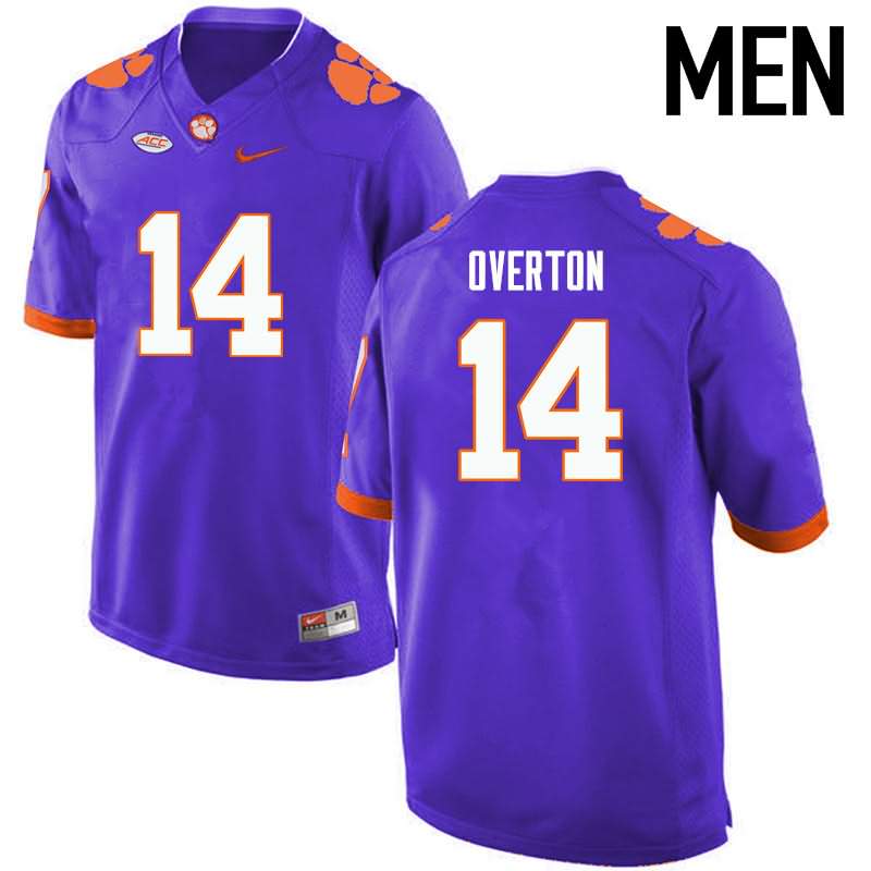 Men's Clemson Tigers Diondre Overton #14 Colloge Purple NCAA Game Football Jersey Damping ZKA73N2A