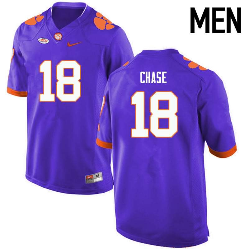 Men's Clemson Tigers Tavares Chase #18 Colloge Purple NCAA Game Football Jersey Lifestyle QFA73N4I