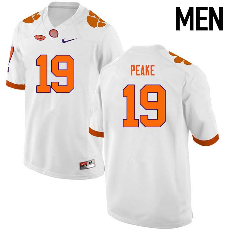 Men's Clemson Tigers Charone Peake #19 Colloge White NCAA Elite Football Jersey June RND24N7D