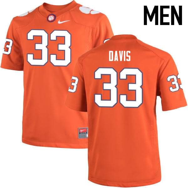 Men's Clemson Tigers J.D. Davis #33 Colloge Orange NCAA Elite Football Jersey Style XVA01N6H