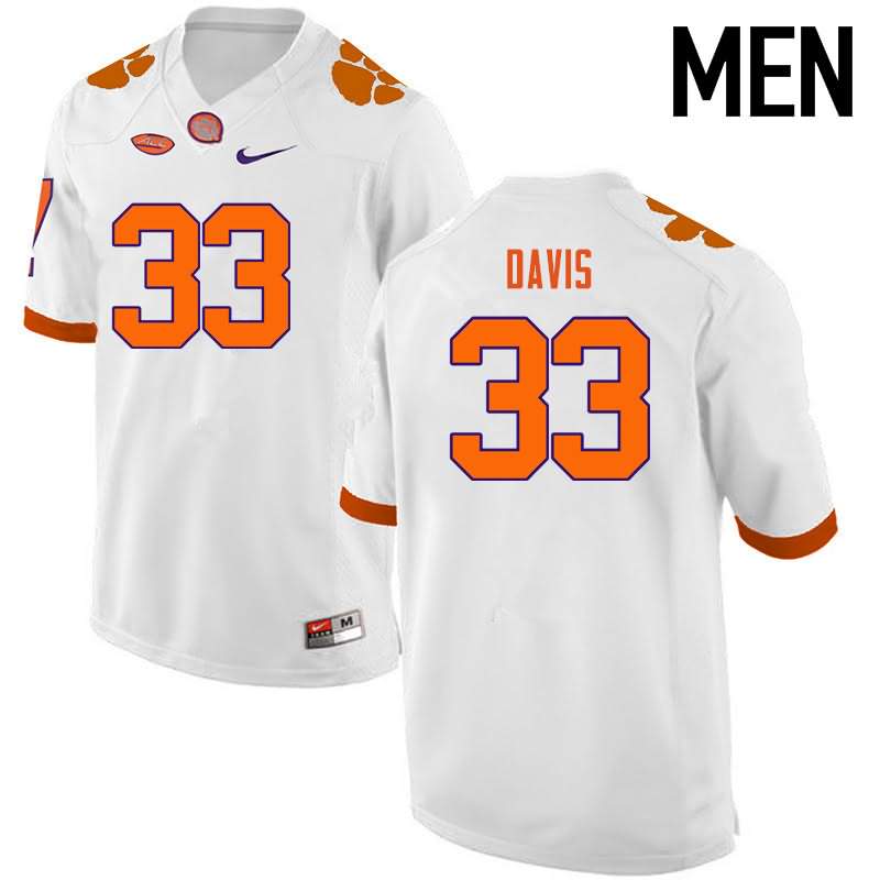 Men's Clemson Tigers J.D. Davis #33 Colloge White NCAA Elite Football Jersey ventilation EJZ24N8H