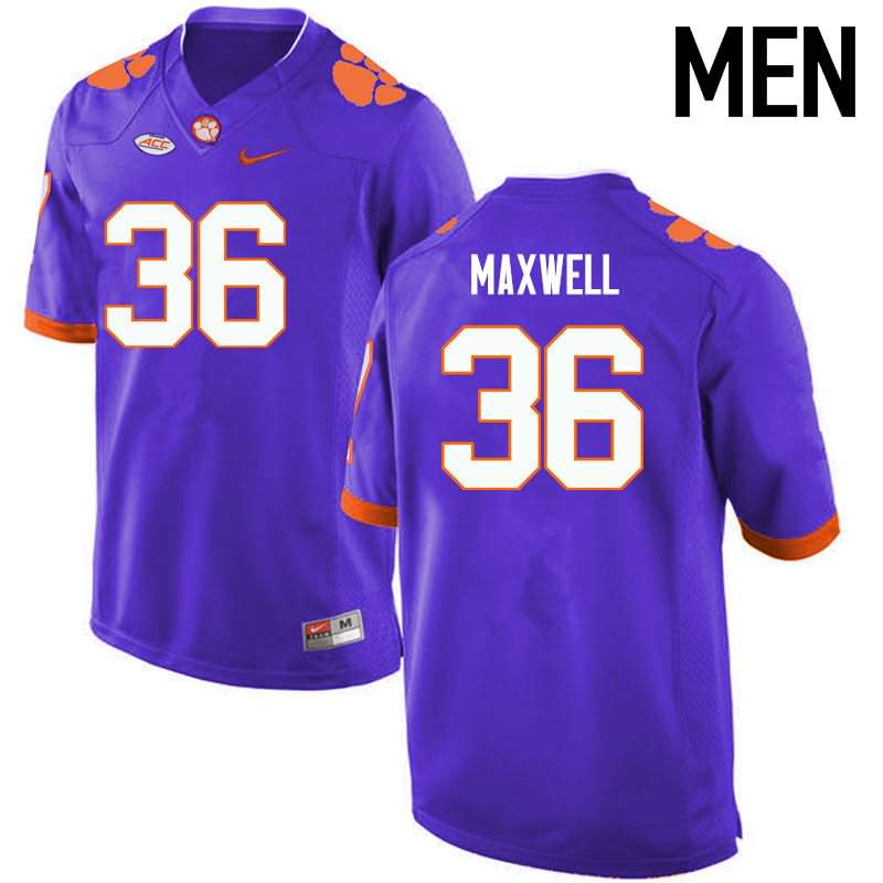 Men's Clemson Tigers Byron Maxwell #36 Colloge Purple NCAA Game Football Jersey Discount BER63N3O