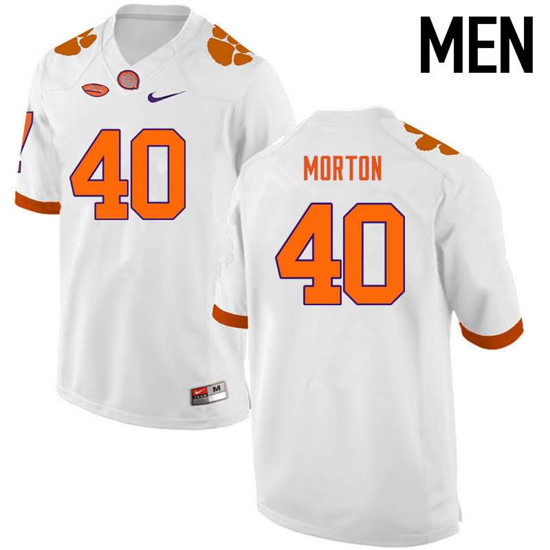 Men's Clemson Tigers Hall Morton #40 Colloge White NCAA Game Football Jersey Damping LJD34N3J