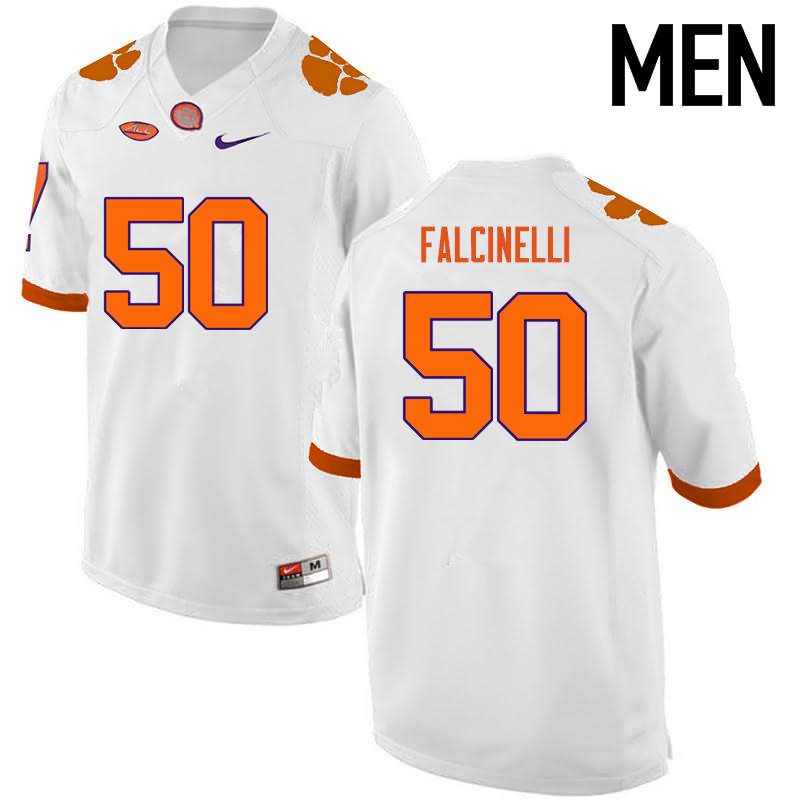 Men's Clemson Tigers Justin Falcinelli #50 Colloge White NCAA Elite Football Jersey Copuon QVZ72N1P