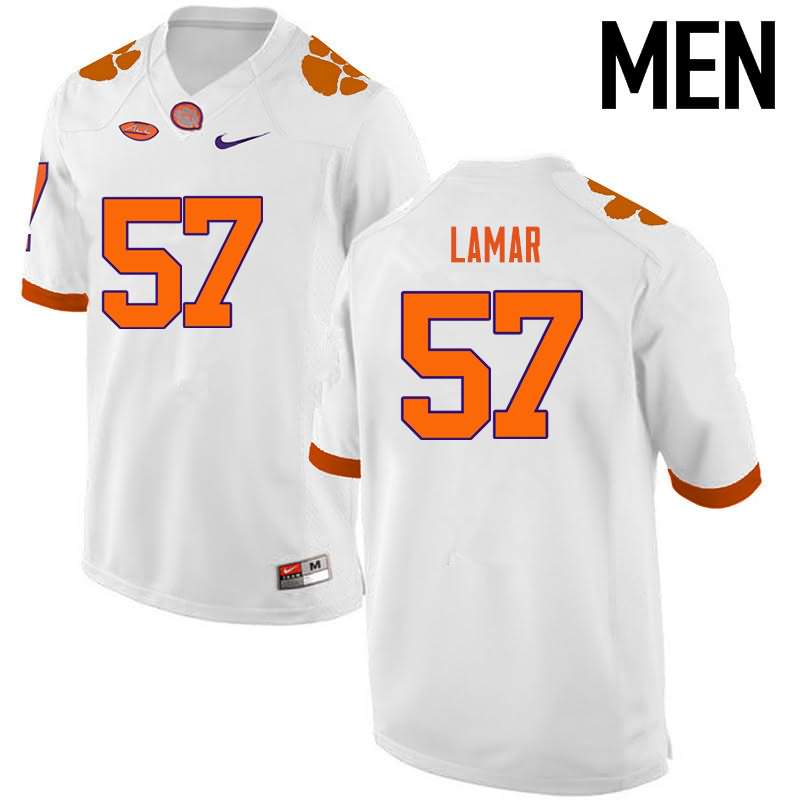 Men's Clemson Tigers Tre Lamar #57 Colloge White NCAA Game Football Jersey Lifestyle ESZ72N6Y