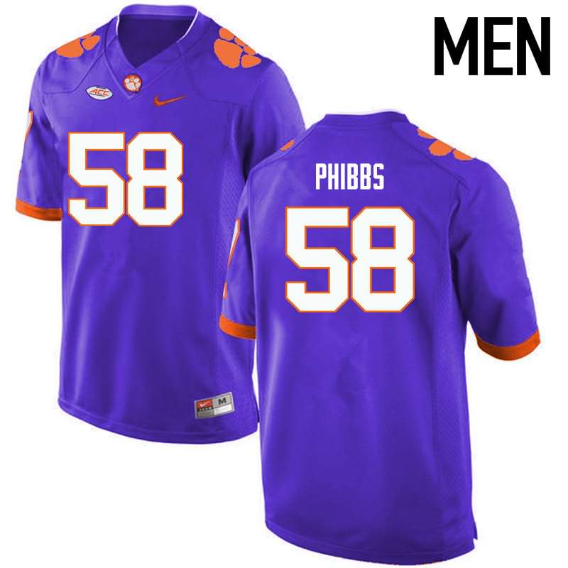 Men's Clemson Tigers Patrick Phibbs #58 Colloge Purple NCAA Elite Football Jersey Hot Sale BOI11N6M
