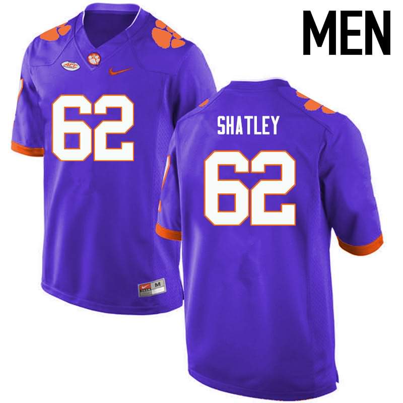 Men's Clemson Tigers Tyler Shatley #62 Colloge Purple NCAA Game Football Jersey Designated UVV45N1F