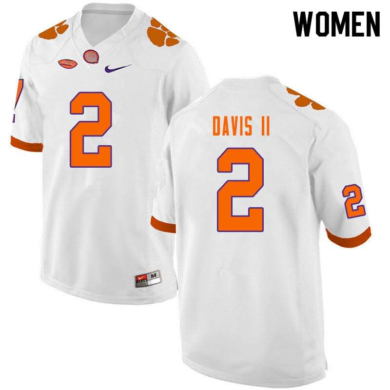 Women's Clemson Tigers Fred Davis II #2 Colloge White NCAA Elite Football Jersey Breathable KND33N0C