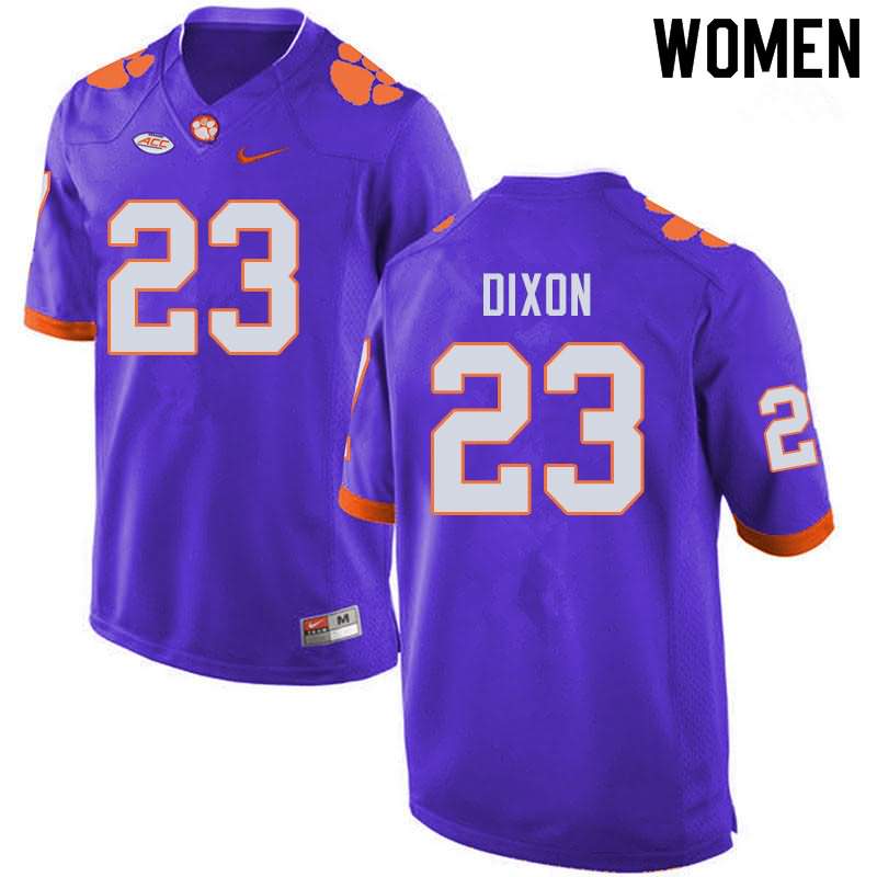 Women's Clemson Tigers Lyn-J Dixon #23 Colloge Purple NCAA Game Football Jersey Lightweight OWS72N0S
