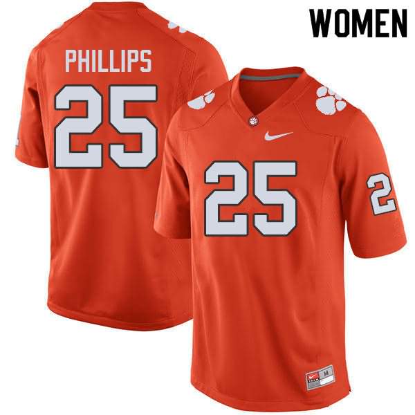 Women's Clemson Tigers Jalyn Phillips #25 Colloge Orange NCAA Elite Football Jersey Season VUY63N0V