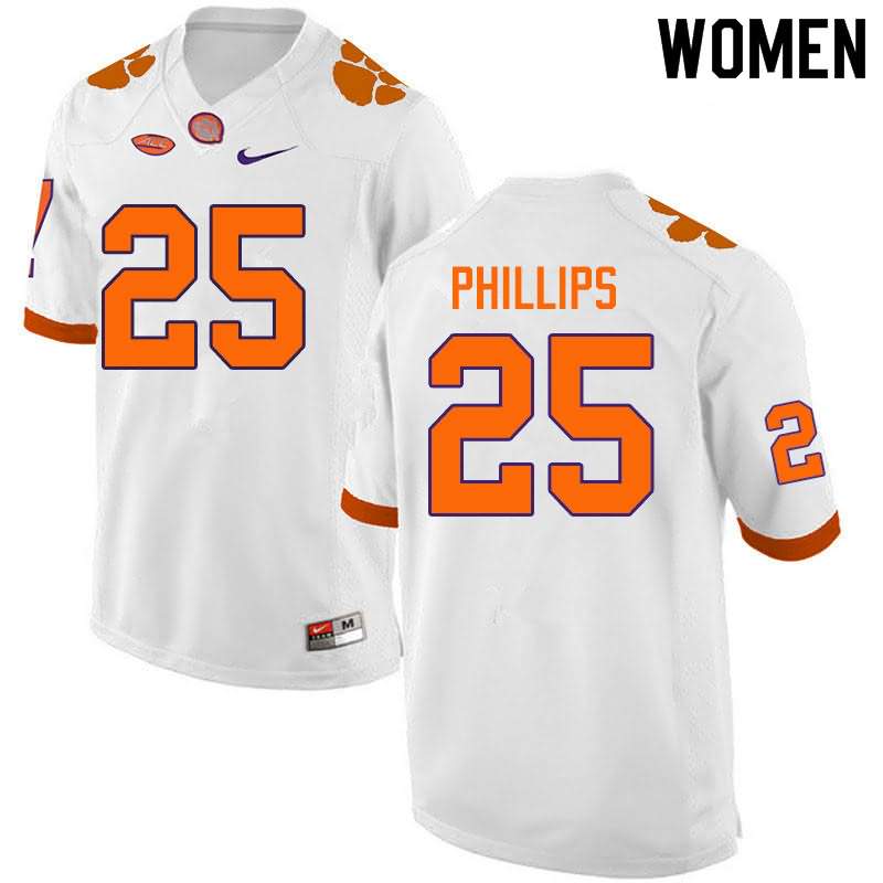 Women's Clemson Tigers Jalyn Phillips #25 Colloge White NCAA Game Football Jersey Lifestyle MPB44N0J