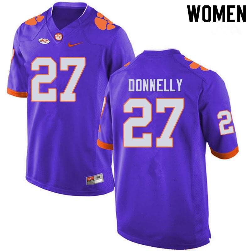 Women's Clemson Tigers Carson Donnelly #27 Colloge Purple NCAA Game Football Jersey Copuon NSI13N8F