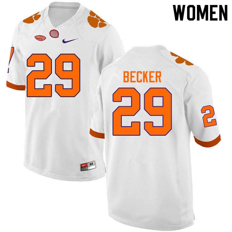 Women's Clemson Tigers Michael Becker #29 Colloge White NCAA Elite Football Jersey January JJL10N0W