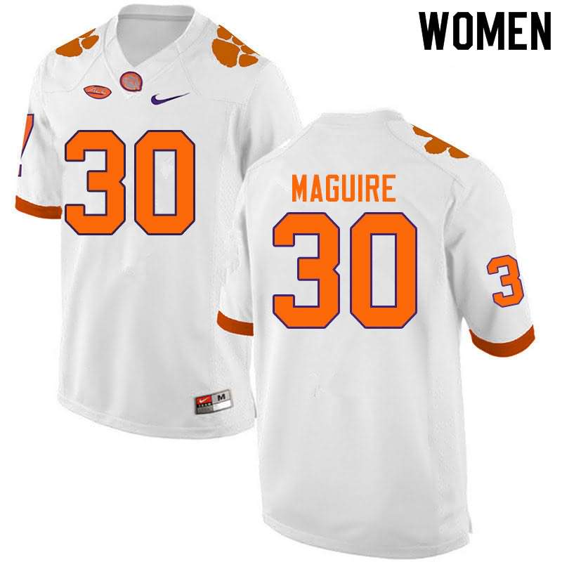 Women's Clemson Tigers Keith Maguire #30 Colloge White NCAA Game Football Jersey Version OTR45N0A