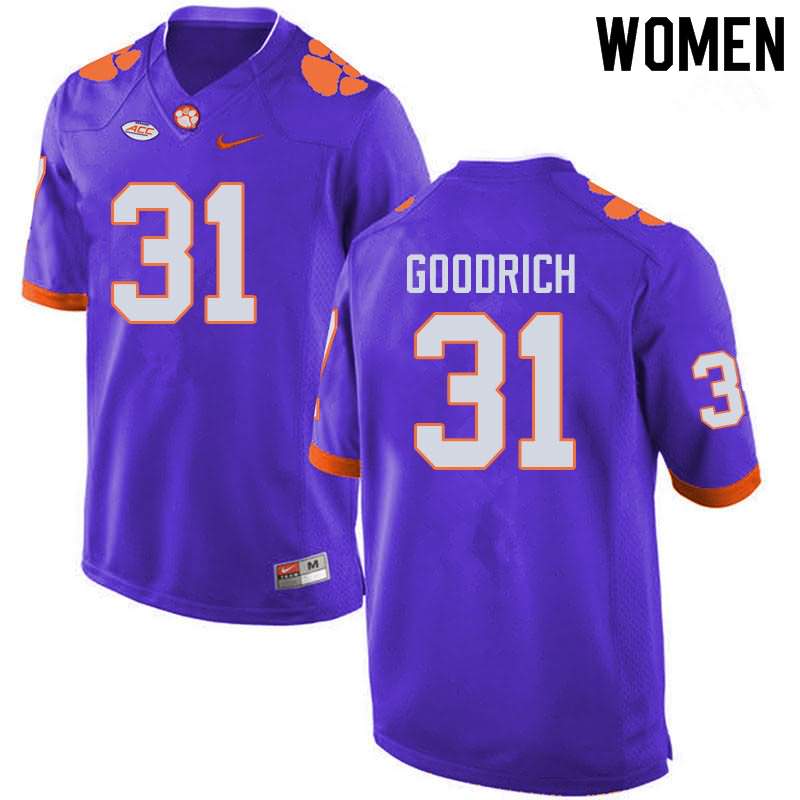 Women's Clemson Tigers Mario Goodrich #31 Colloge Purple NCAA Elite Football Jersey December FBP24N5F