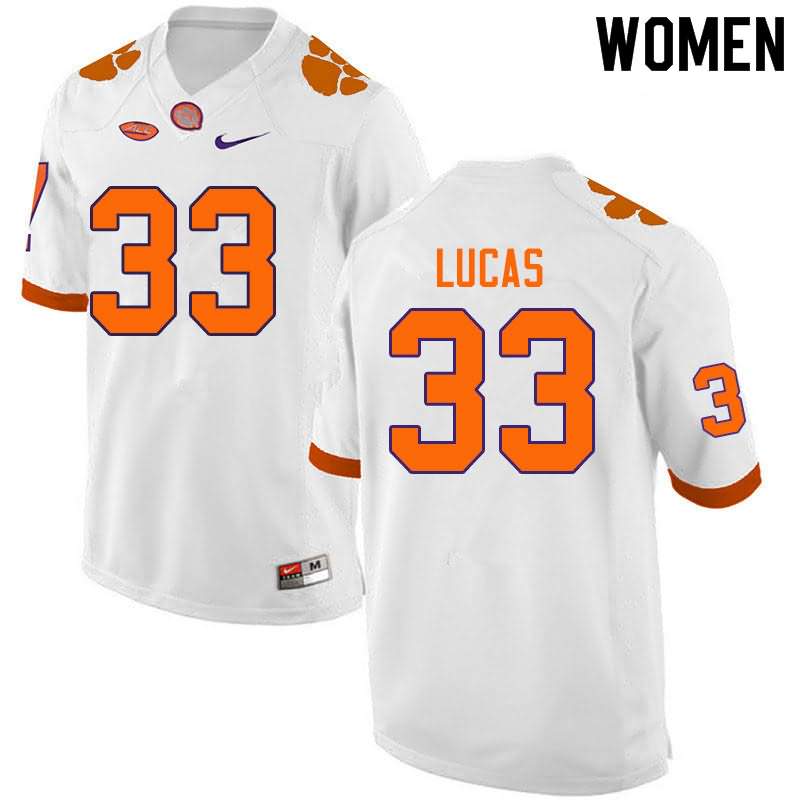 Women's Clemson Tigers Ty Lucas #33 Colloge White NCAA Game Football Jersey April XCF13N8Z