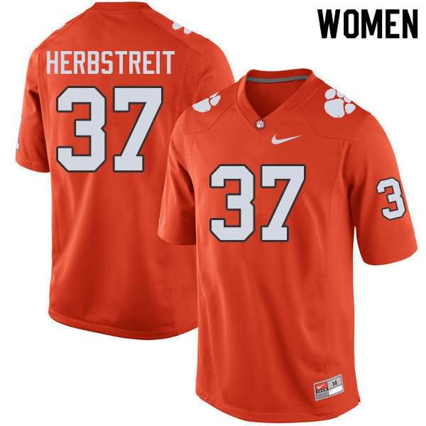 Women's Clemson Tigers Jake Herbstreit #37 Colloge Orange NCAA Elite Football Jersey December GLI43N7L