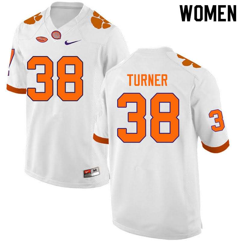 Women's Clemson Tigers Elijah Turner #38 Colloge White NCAA Elite Football Jersey Supply BHH63N8E