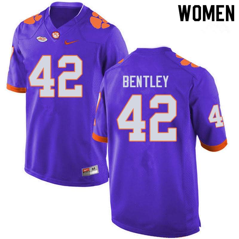 Women's Clemson Tigers LaVonta Bentley #42 Colloge Purple NCAA Elite Football Jersey Increasing TDY23N3X
