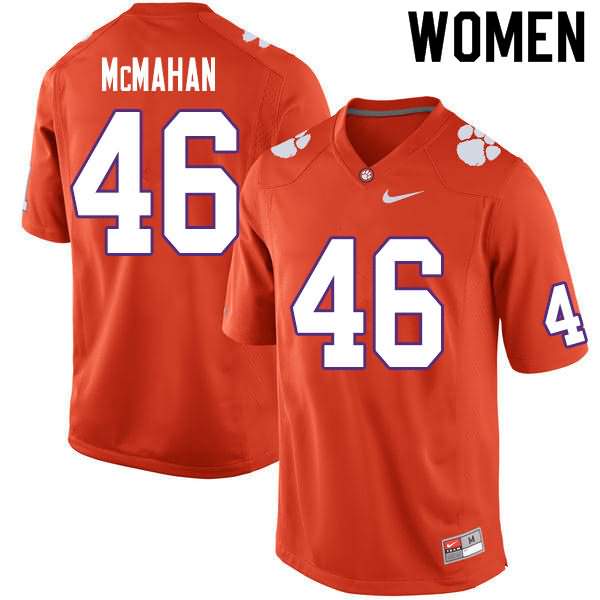 Women's Clemson Tigers Matt McMahan #46 Colloge Orange NCAA Game Football Jersey May HDJ53N5J
