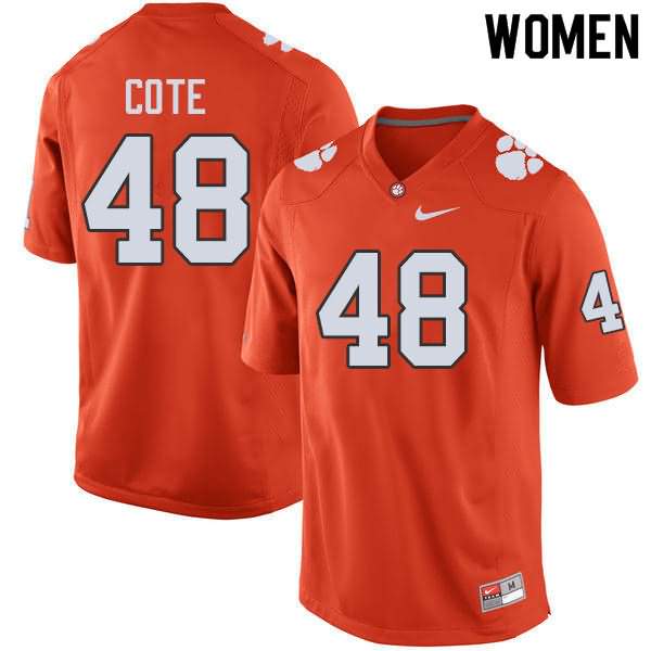 Women's Clemson Tigers David Cote #48 Colloge Orange NCAA Elite Football Jersey New Arrival ISU53N7Y