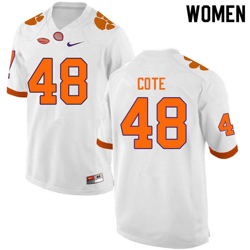 Women's Clemson Tigers David Cote #48 Colloge White NCAA Elite Football Jersey February XHF72N7H