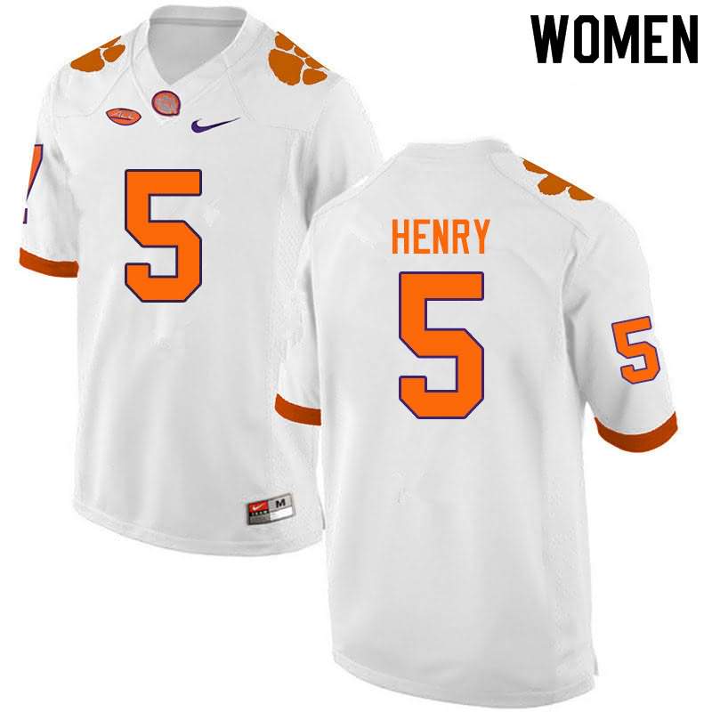 Women's Clemson Tigers K.J. Henry #5 Colloge White NCAA Elite Football Jersey Latest QBB35N3T