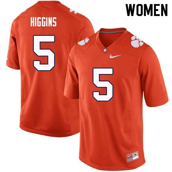 Women's Clemson Tigers Tee Higgins #5 Colloge Orange NCAA Game Football Jersey Summer OFJ08N3D